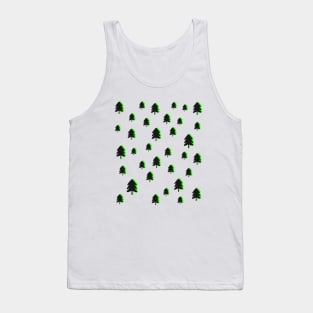 Christmas Pine Fir Tree Pattern with Black and Lime Green Tank Top